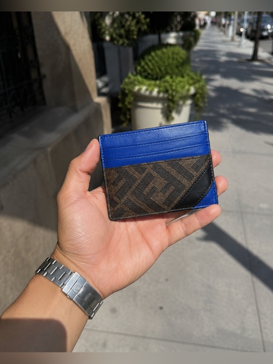 Fendi Other - FENDI Zucca FF logo printed - Blue and Brown - Card Holder NWOT